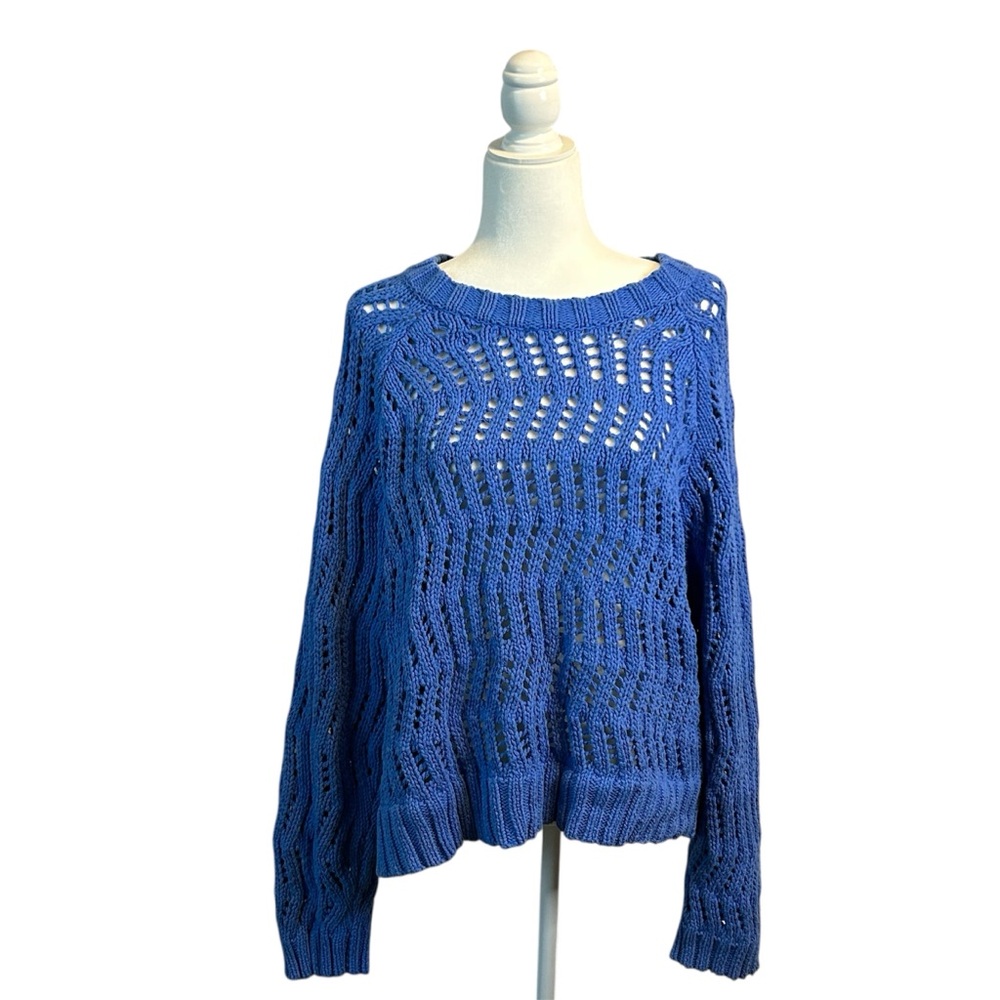Crochet Sweater, Blue, AE American Eagle, Extra Large